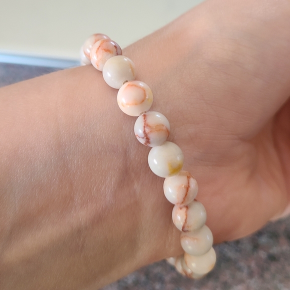 Red Picasso Gemstone Bracelet Red/White - Picture 5 of 5